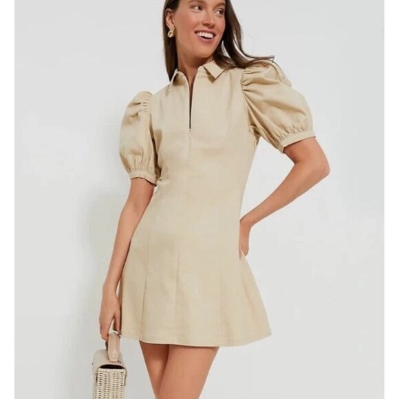 Hyacinth House Tuckernuck Size XL Beige Sand Front Zip Denim Mini Dress NWT - Picture 4 of 9
